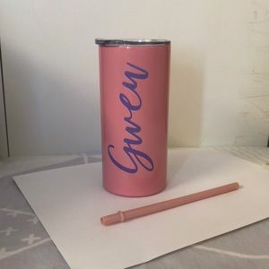 “Gwen” 16 oz Tumbler with Sliding Lid and Straw